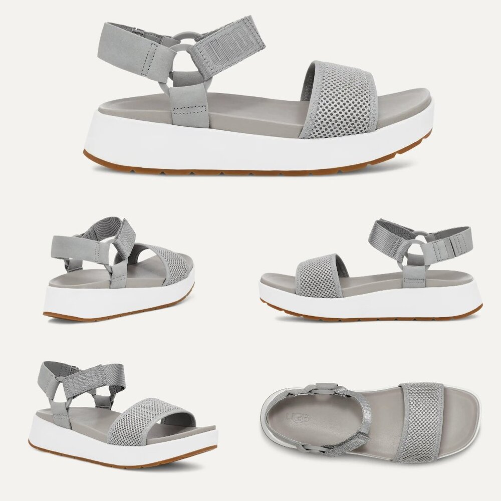 EUC UGG Aissa Light Grey & White Strappy Platform Sandals – 6/37